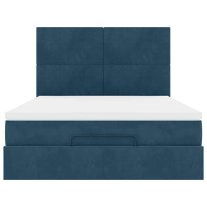 Ottoman Bett mit Matratze & LEDs Dunkelblau 140x190 cm