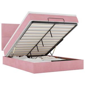 Ottoman Bett mit Matratze & LEDs Rosa 140x190 cm