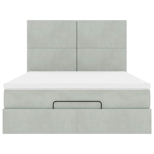 Ottoman Bett mit Matratze & LED Hellgrau 140x200 cm