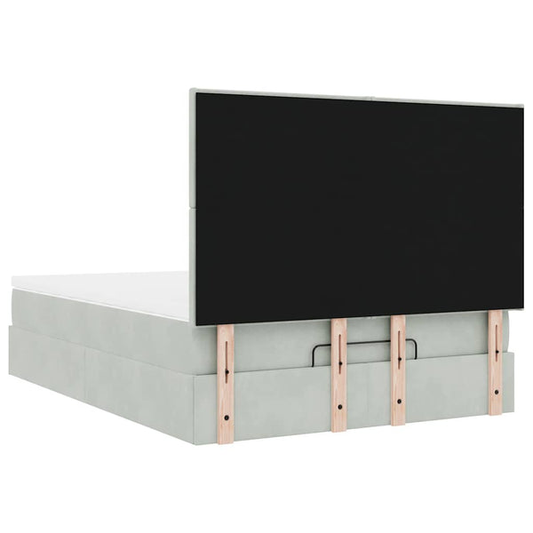 Ottoman Bett mit Matratze & LED Hellgrau 140x200 cm