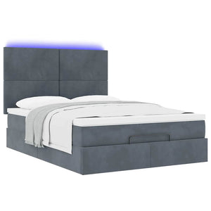 Ottoman Bett mit Matratze & LEDs Dunkelgrau 140x200 cm