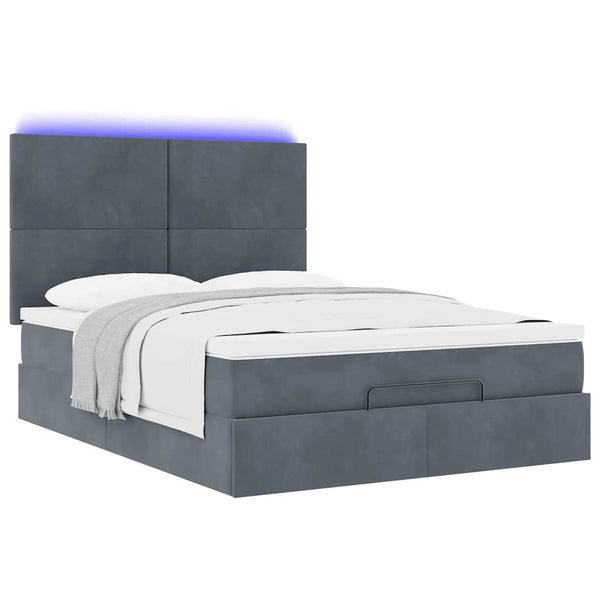 Ottoman Bett mit Matratze & LEDs Dunkelgrau 140x200 cm