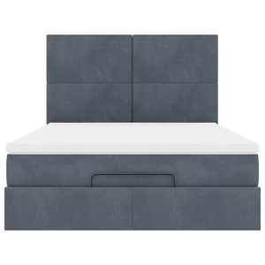 Ottoman Bett mit Matratze & LEDs Dunkelgrau 140x200 cm