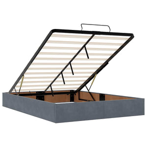 Ottoman Bett mit Matratze & LEDs Dunkelgrau 140x200 cm