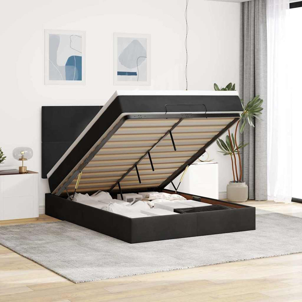Ottoman Bett mit Matratze & LEDs 140x200 cm