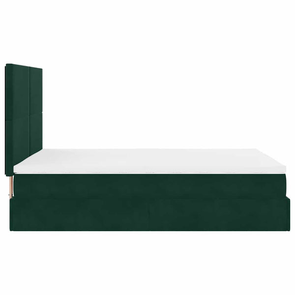 Ottoman Bett mit Matratze & LED Dunkelgrün 140x200 cm