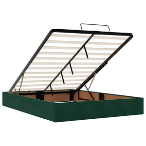 Ottoman Bett mit Matratze & LED Dunkelgrün 140x200 cm