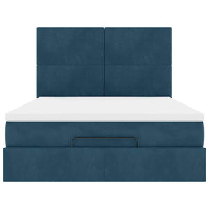 Ottoman Bett mit Matratze & LEDs Dunkelblau 140x200 cm