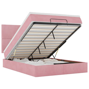 Ottoman Bett mit Matratze & LEDs Rosa 140x200 cm