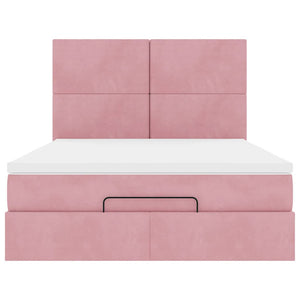 Ottoman Bett mit Matratze & LEDs Rosa 140x200 cm
