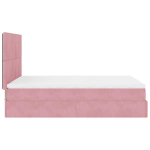 Ottoman Bett mit Matratze & LEDs Rosa 140x200 cm