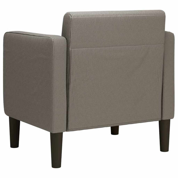 Sessel Hellgrau Cordstoff Armlehnen