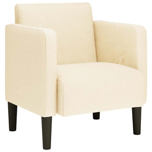 Sessel Creme Cordstoff Armlehnen 54 cm