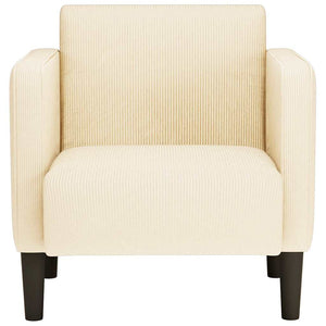 Sessel Creme Cordstoff Armlehnen 54 cm