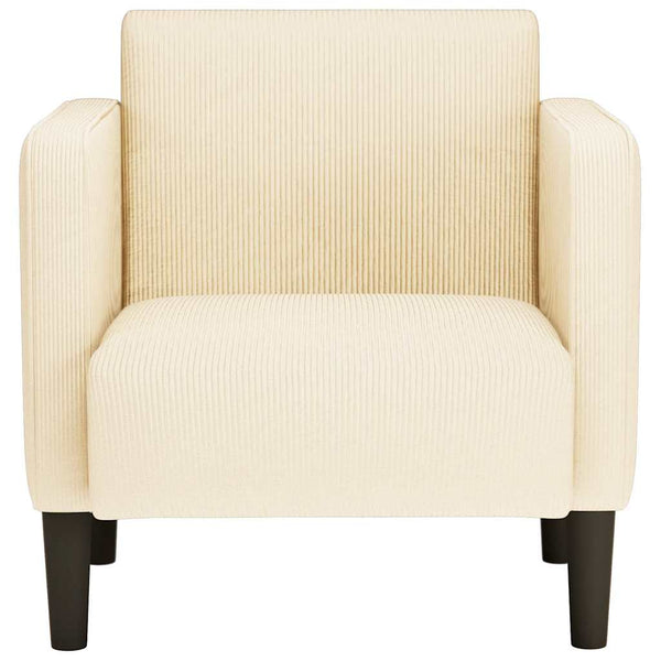 Sessel Creme Cordstoff Armlehnen 54 cm
