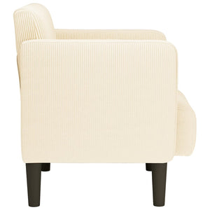 Sessel Creme Cordstoff Armlehnen 54 cm