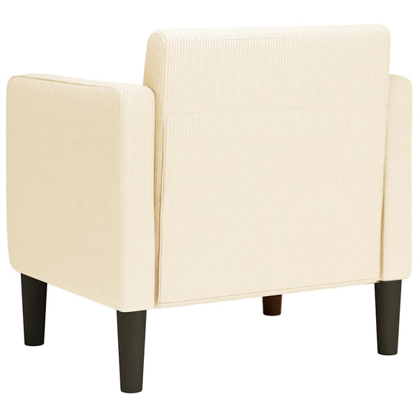 Sessel Creme Cordstoff Armlehnen 54 cm
