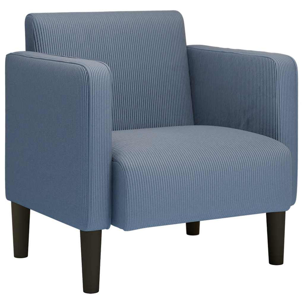 Blauer Cord Sessel mit Armlehnen