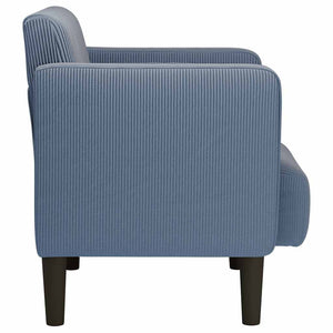 Blauer Cord Sessel mit Armlehnen