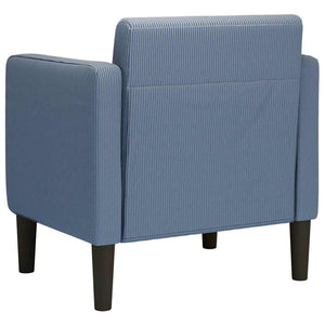 Blauer Cord Sessel mit Armlehnen