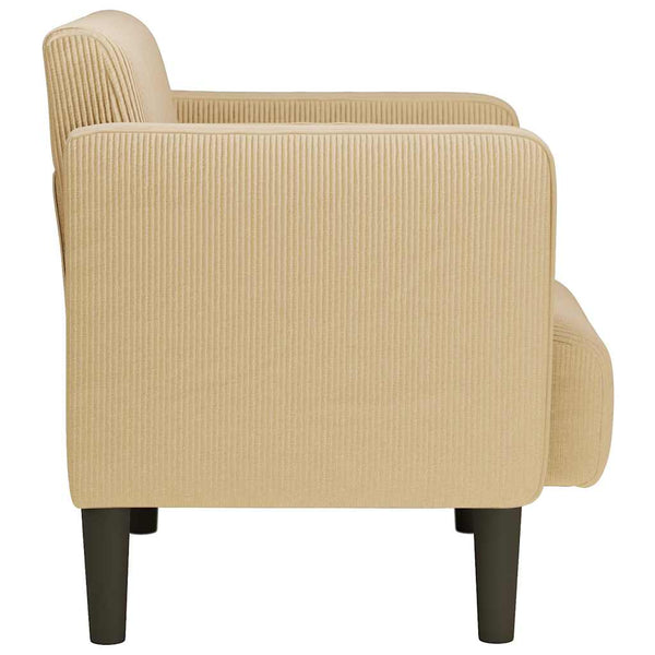 Graugrüner Cord Sessel mit Armlehnen 54 cm