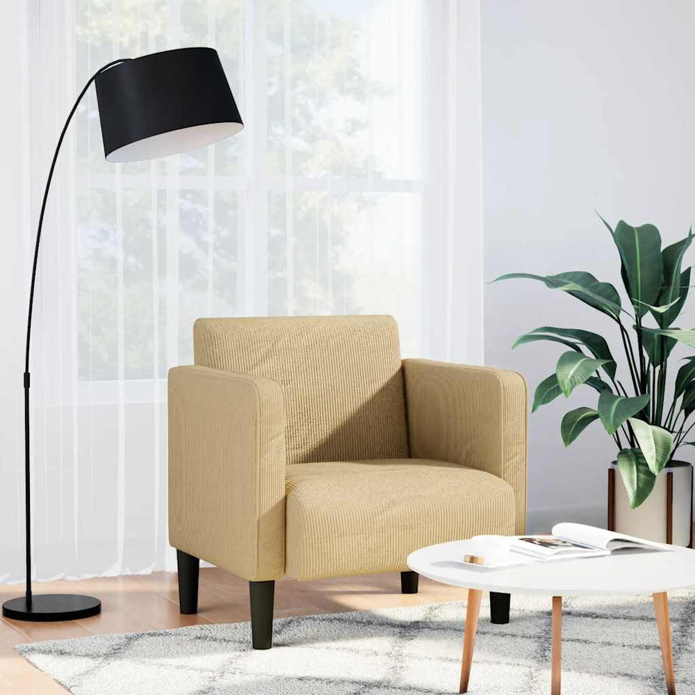 Graugrüner Cord Sessel mit Armlehnen 54 cm