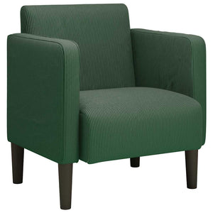 Dunkelgrüner Cord Sessel mit Armlehnen