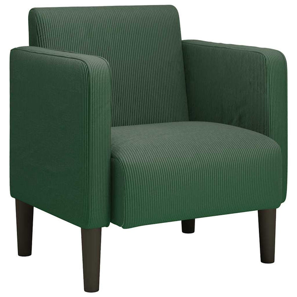 Dunkelgrüner Cord Sessel mit Armlehnen