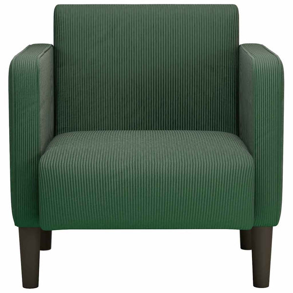 Dunkelgrüner Cord Sessel mit Armlehnen