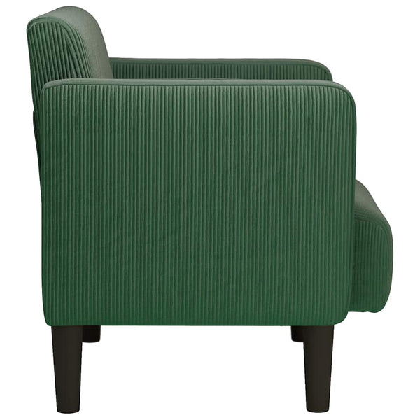 Dunkelgrüner Cord Sessel mit Armlehnen