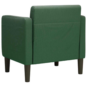 Dunkelgrüner Cord Sessel mit Armlehnen