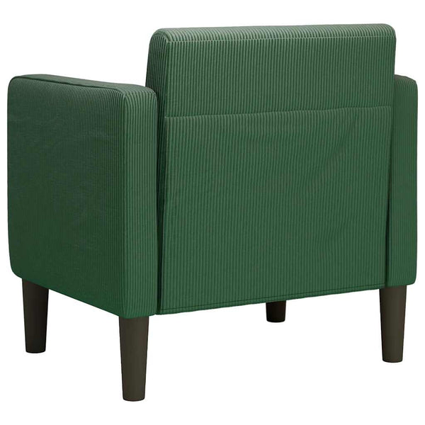 Dunkelgrüner Cord Sessel mit Armlehnen
