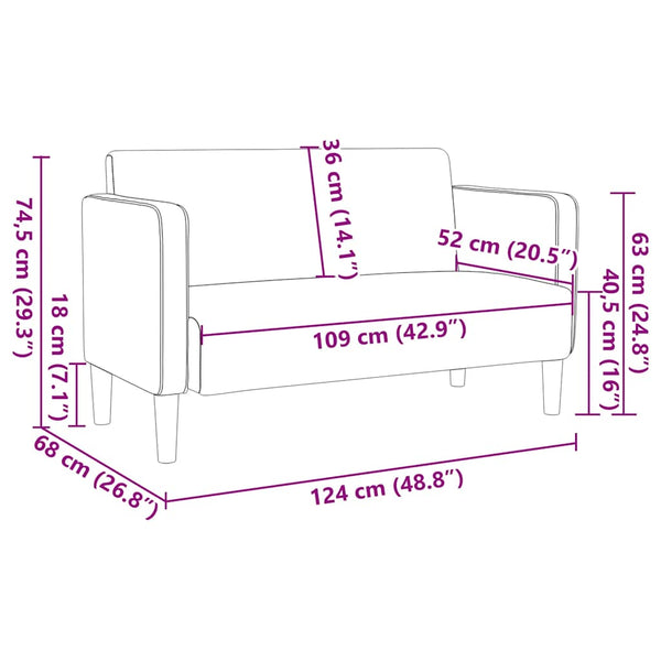 Dunkelgraues Cord Zweisitzer Sofa 109 cm
