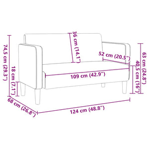 Creme Cord Zweisitzer Sofa 109 cm