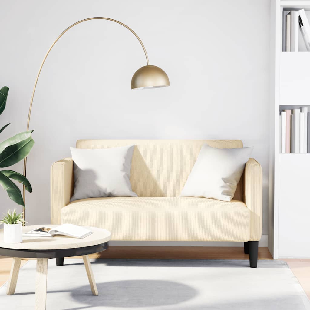 Creme Cord Zweisitzer Sofa 109 cm