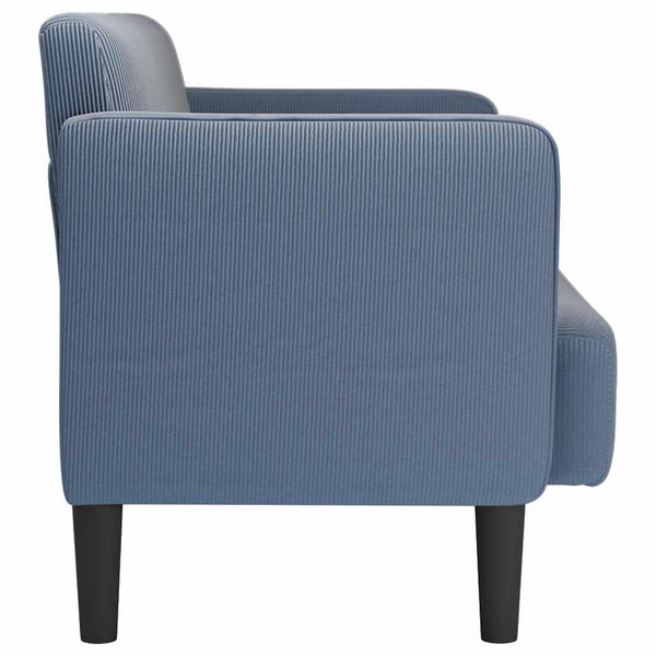 Blaues Cord Zweisitzer-Sofa, 109 cm