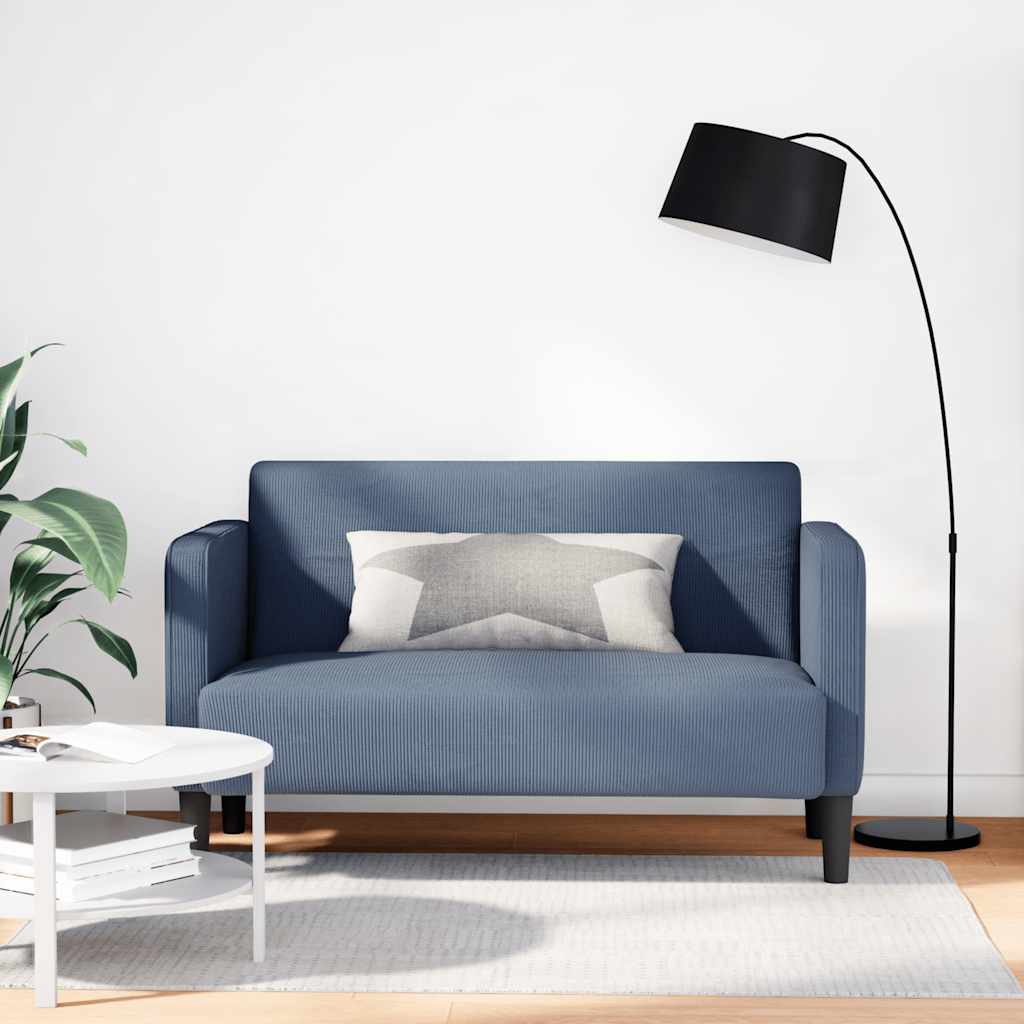 Blaues Cord Zweisitzer-Sofa, 109 cm