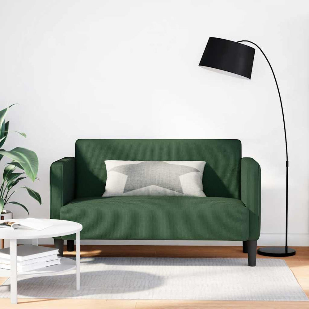Dunkelgrünes Cord Zweisitzer Sofa 109 cm