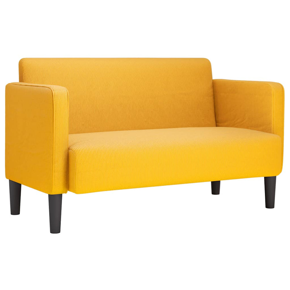 Hellgelbes Cord Zweisitzer Sofa, 109 cm