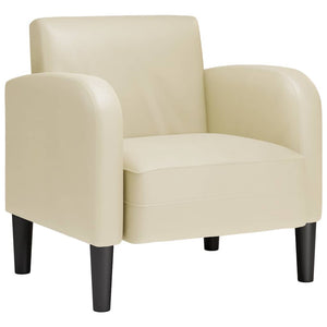 Sessel Creme Kunstleder Armlehnen 54 cm