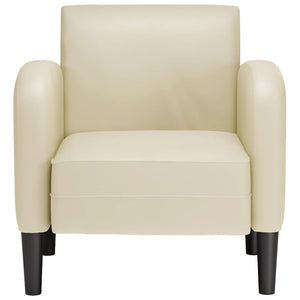 Sessel Creme Kunstleder Armlehnen 54 cm
