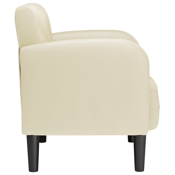 Sessel Creme Kunstleder Armlehnen 54 cm