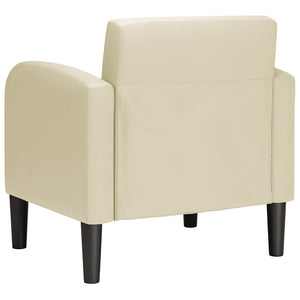 Sessel Creme Kunstleder Armlehnen 54 cm