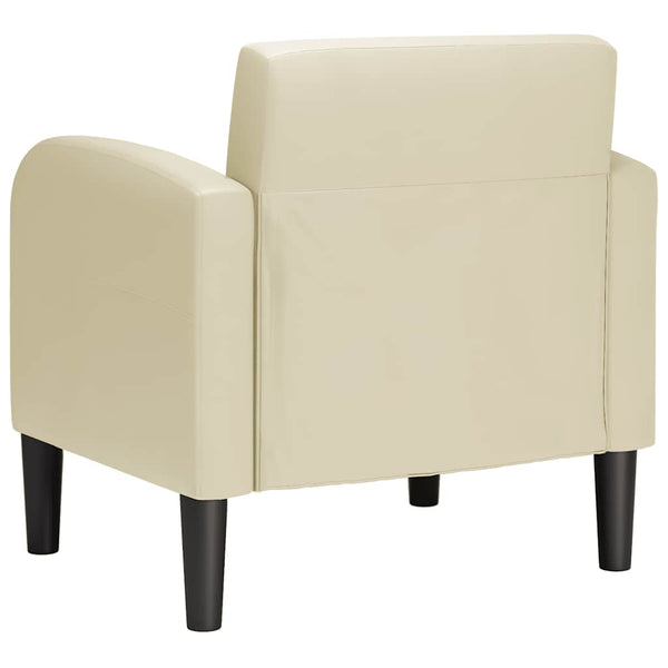 Sessel Creme Kunstleder Armlehnen 54 cm