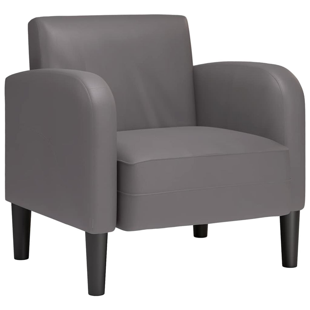 Grauer Sessel mit Armlehnen Kunstleder 54cm