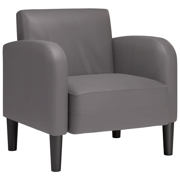Grauer Sessel mit Armlehnen Kunstleder 54cm