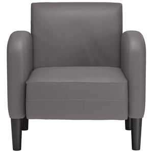 Grauer Sessel mit Armlehnen Kunstleder 54cm