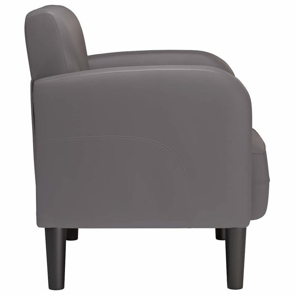 Grauer Sessel mit Armlehnen Kunstleder 54cm