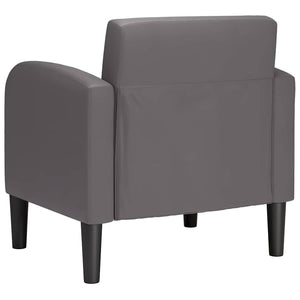 Grauer Sessel mit Armlehnen Kunstleder 54cm