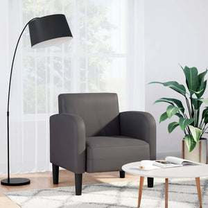 Grauer Sessel mit Armlehnen Kunstleder 54cm
